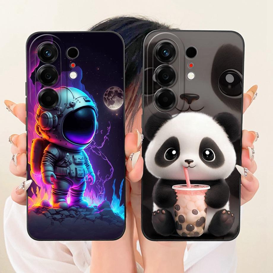 Soft Silicone Phone Case For Tecno Camon 50 Pro 4G Black Cat Cartoon Dragon Animals Pattern Bumper For Camon 50Pro CN5c Cover
