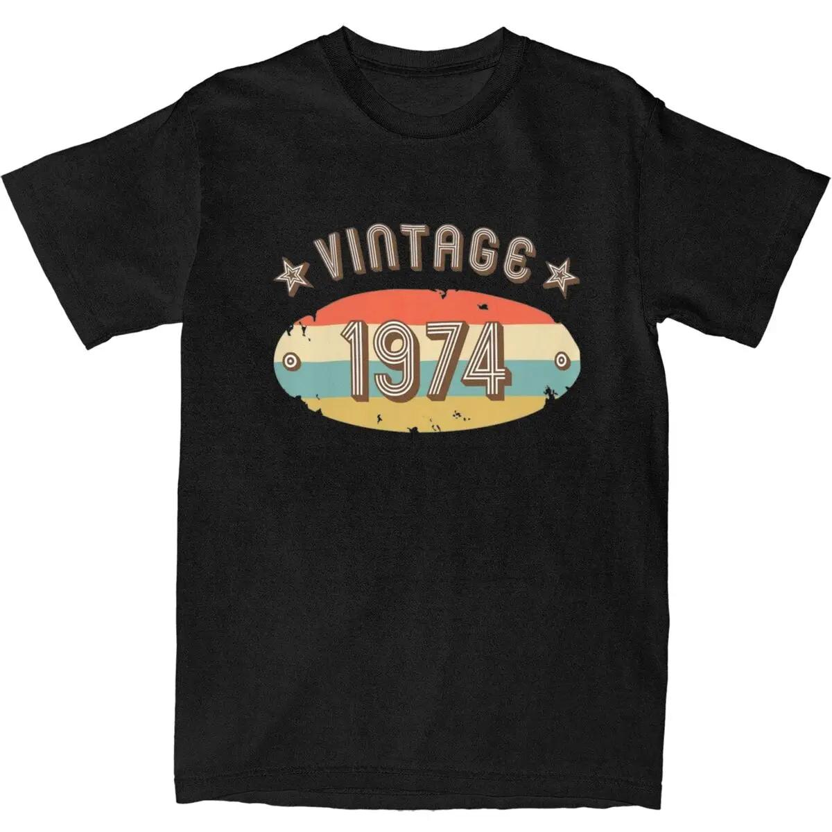 

50th Birthday Gifts Vintage 1974 Merchandise Shirt Men Women People 50 Years Old Fun Pure Cotton Graphic Printing Tee S армія зелений колір
