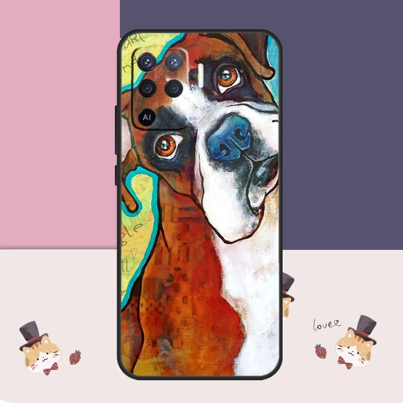 Boxer Dog Case For Oppo A76 A96 A16 A60 A98 A58 A78 A18 A38 A80 A40 A77 A57 A17 A74 A54 A94 A15 A5 Pro