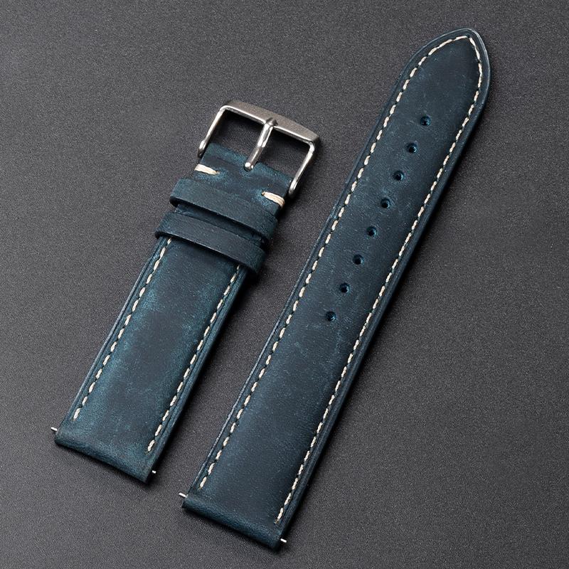 

Ремешок для часов из натуральной телячьей кожи для деловых часов Omega, ремешок для Seiko 18 мм 20 мм 22 мм, ручная прошивка, ремешок из коровьей кожи коричневого цвета 18mm синий