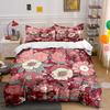 Burgundy Red And Pink Floral Pattern Bedding Set For Kid'S And Adults' Bedroom Decor, Exquisite Three-Piece Bedding Set Gift