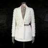 Fashion Sexy Wind Skirt Suit Women Lapel Pearl Decoration Short Top + Low Waist Slimming A-line