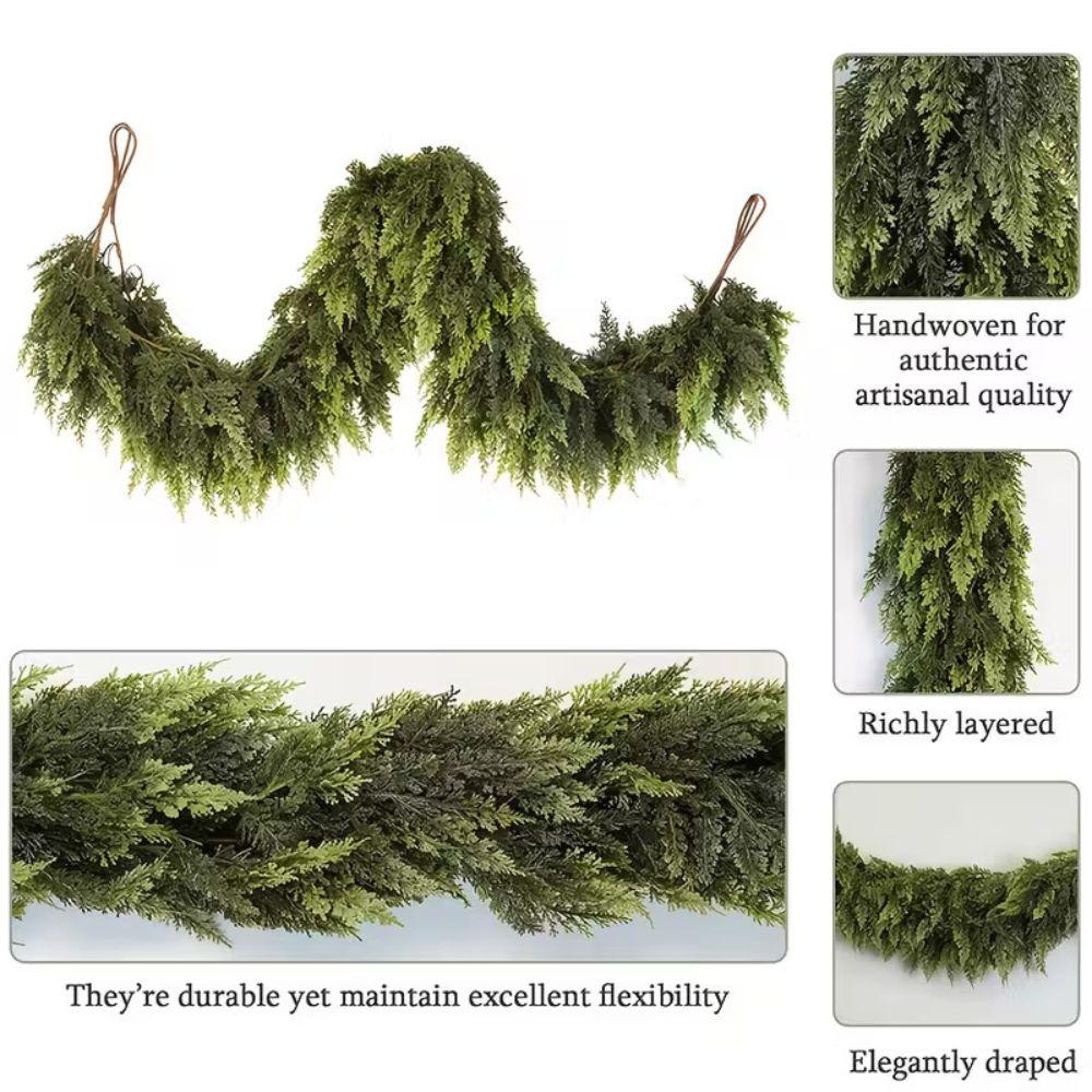 Real Touch Realisticl Green Garland Pine Needles Artificial Pine Tree Decor Outdoor