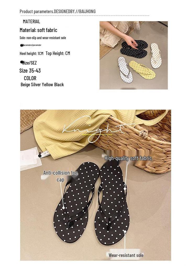 Korean Polka Dot Flip-Flops - Soft, Non-Slip Women's Sandals for Summer Style & Outdoor Wear