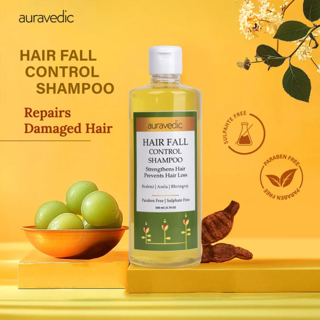 Auravedic Anti Hair Fall Shampoo For Women Men 500 Ml Best Shampoo For Hair Fall Control with Amla Brahmi Mahabhringraj Oil For Hair Growth Natural