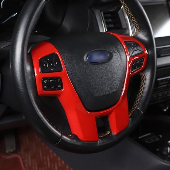 For Ford Ranger 2015-21 ABS Red Steering Wheel Frame Trim Car Accessories Cover