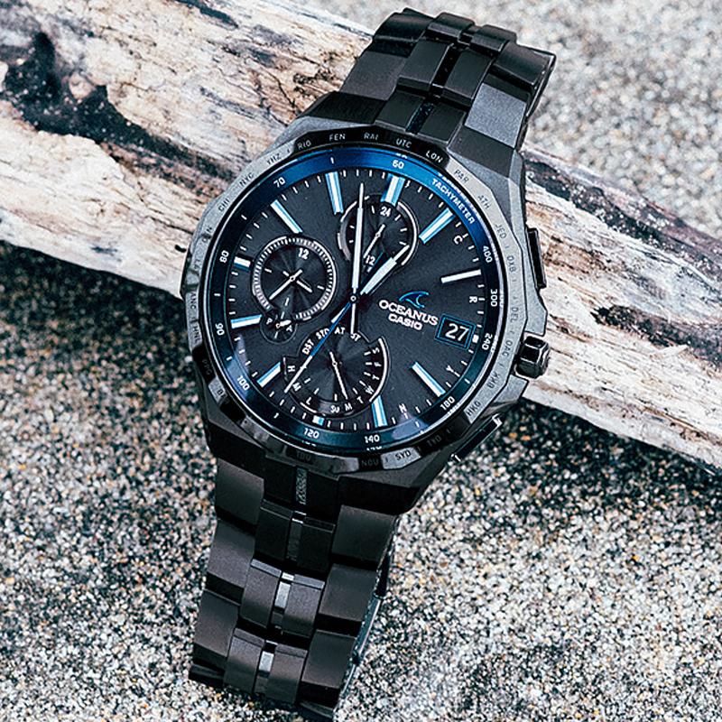 Casio OCEANUS series-Poseidon 5000 Poseidon all black solar quartz waterproof Bluetooth calendar solar quartz movement titanium strap OCW-S5000B-1AJF