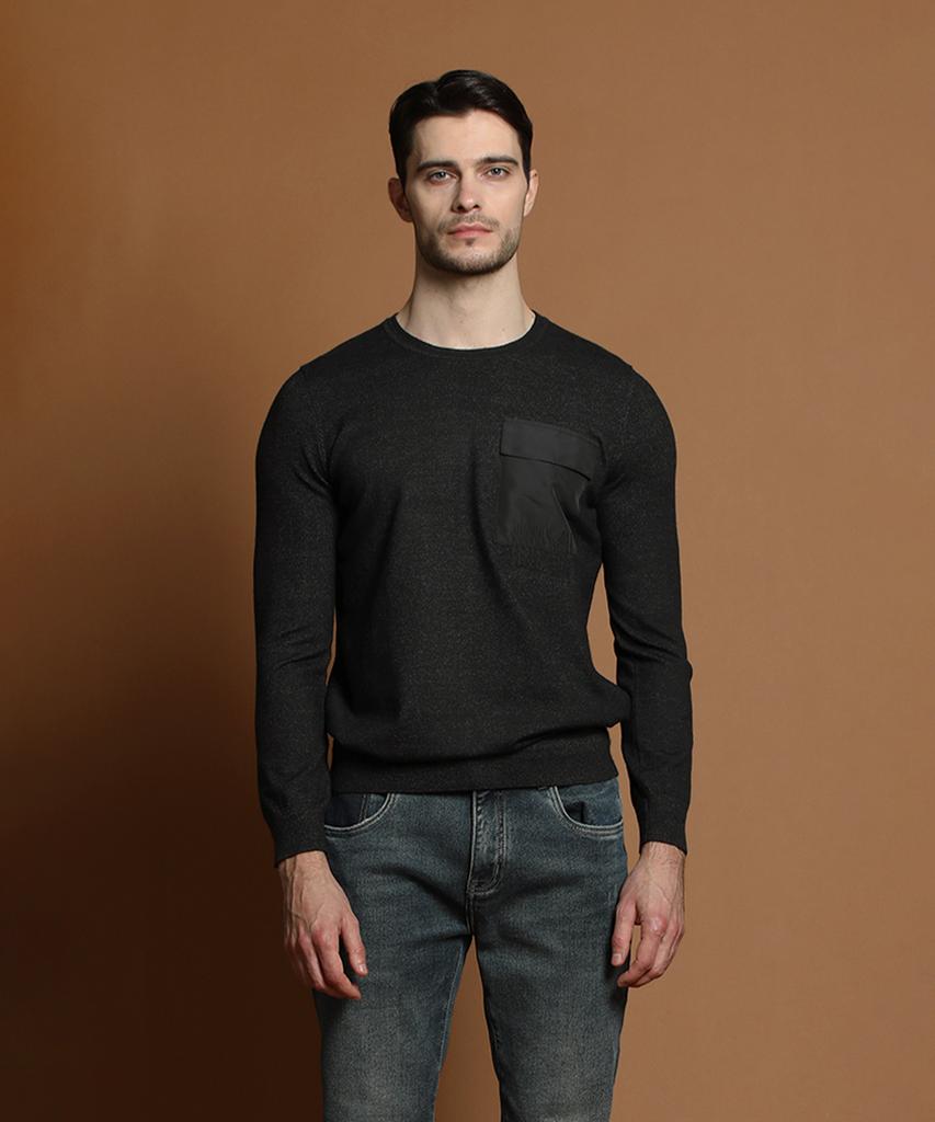 PANICALE Black Unisex Slim Fit Soft Pocket Knit