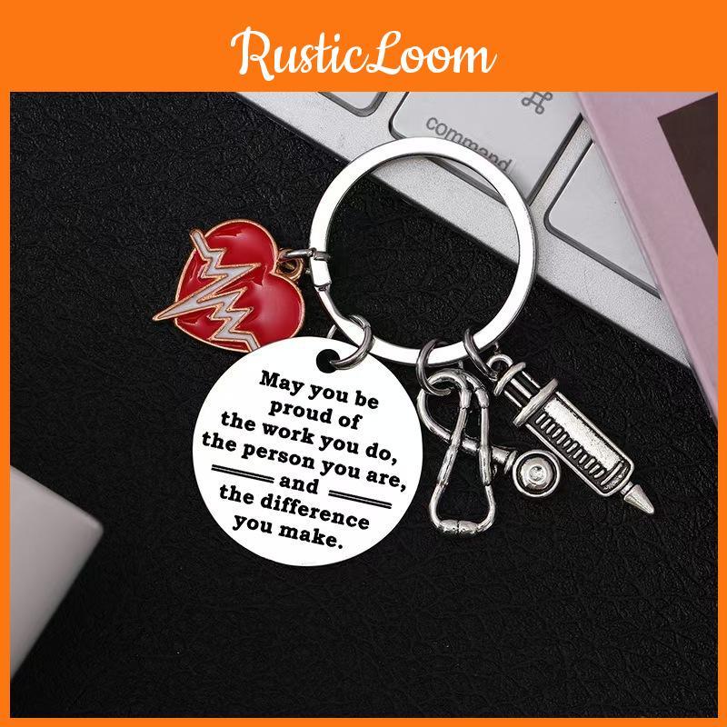 Keychain Nurse Doctor Gift Ecg Heart Pendant Occasion Pendant Syringe Decoration