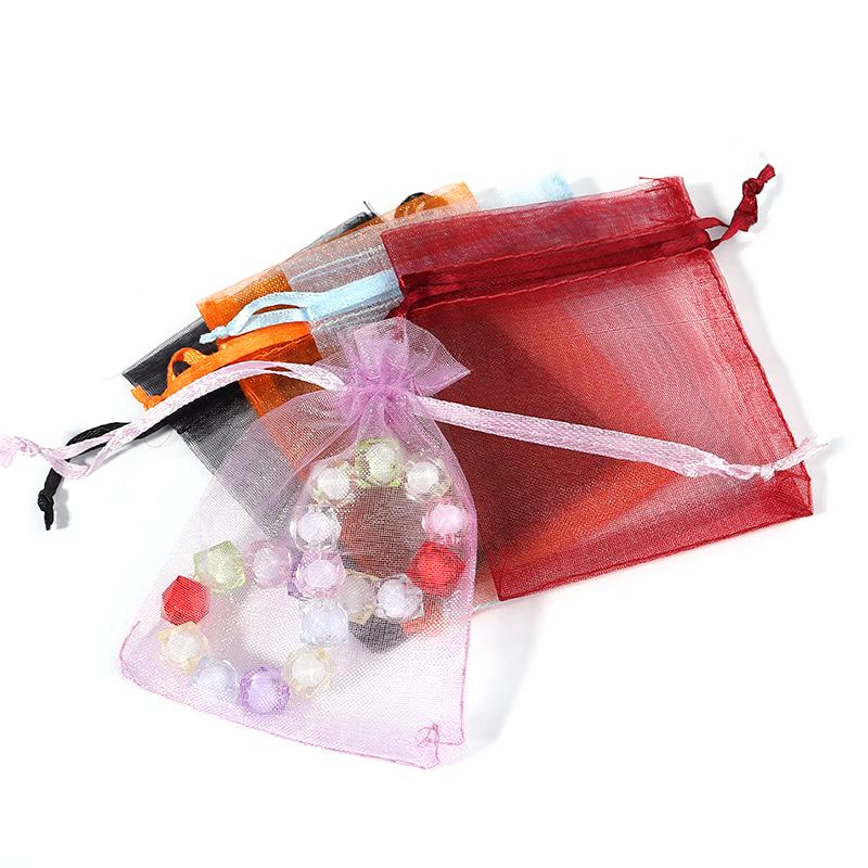 10pcs Adjustable Organza Bags 7x9cm Jewelry Packaging Bags Wedding Birthday Drawstring Pouches Christmas Gift Bags