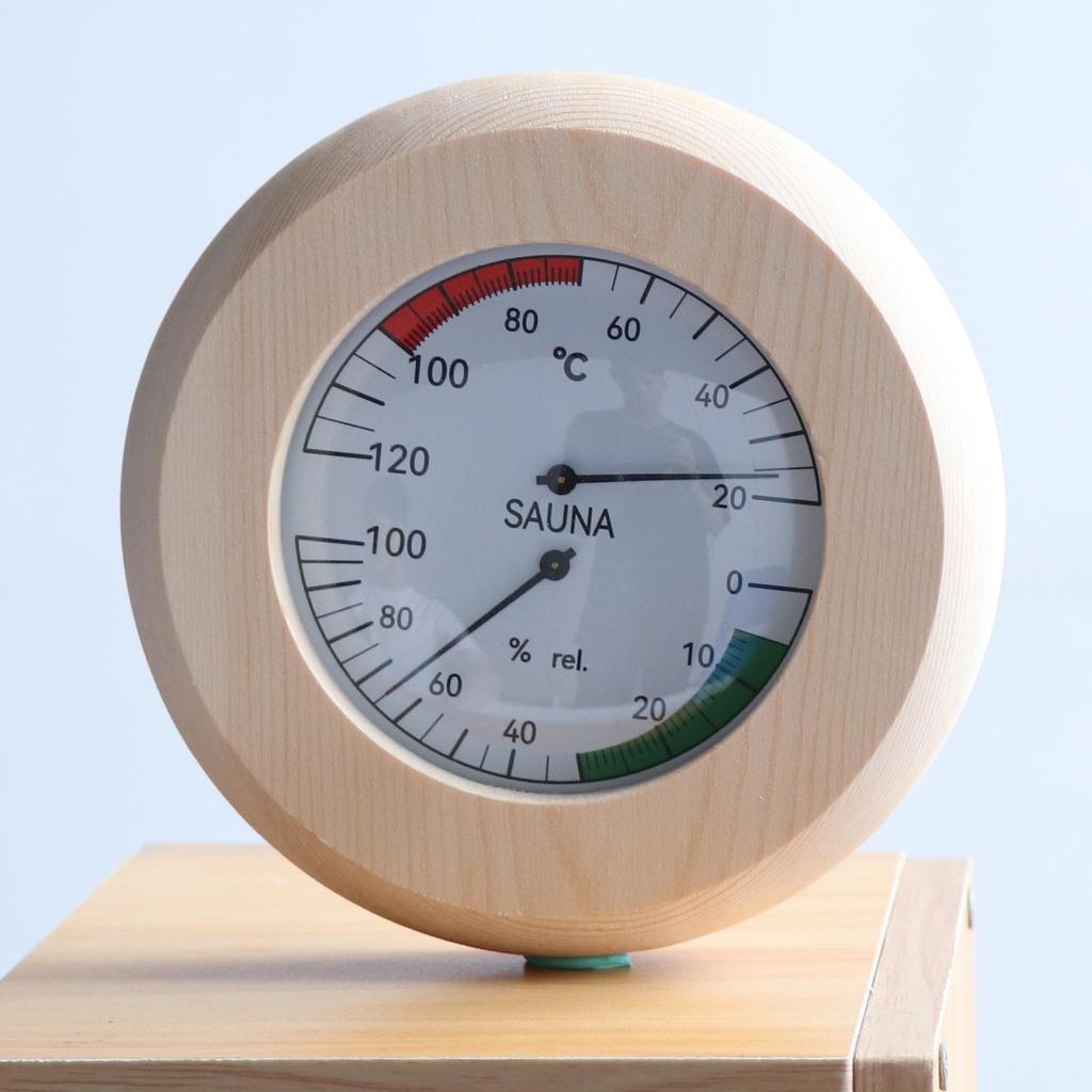 14.5 X3cm Round Digital Sauna Wood Thermometer Hygrometer for Sauna Room Hotel