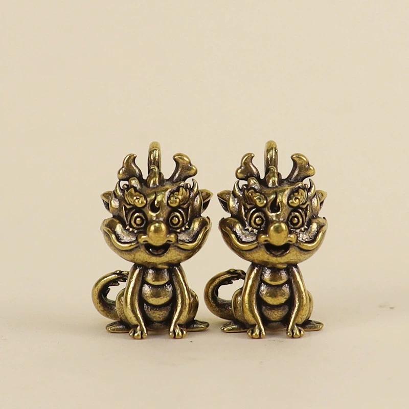 Creative 1Pcs Retro Statue Figurine Wealth Brass Decor Prosperity Chinese Style Ornament Dragon Luck Animal Mini Home Accessory