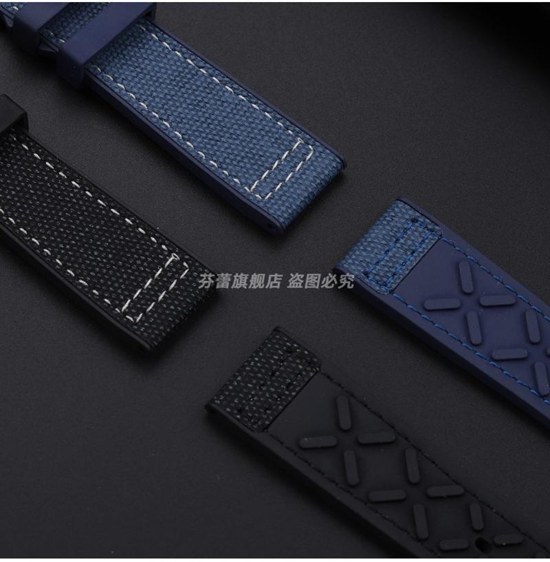 Nylon Rubber Watch Strap For IWC Pilot Spade A Mark 18 Portuguese Blue Band FOLDING CLASP Canvas Men's Watch Chain 20MM Bracelet