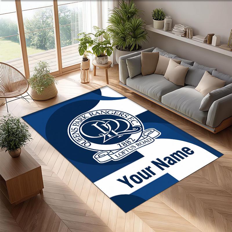 Queens Park Rangers FC Printed Crystal Velvet Rug Non‑Slip Crystal Velvet Carpet For Sofa Bedroom Indoor Home Decoration