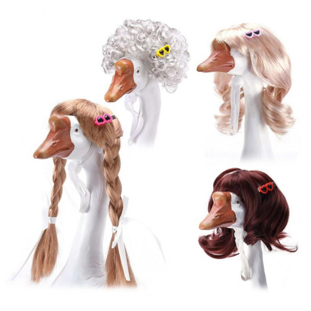 

Праздничный парик для статуи гуся, парик для газонного гуся, всепогодный набор париков для гуся для украшения садовой статуи, 4 шт. париков с косичками для улицы