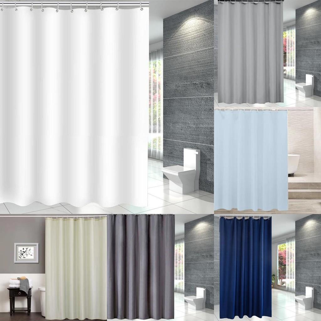 Waterproof Color Solid Polyester Shower Curtain Hooks Set For Bathroom Decor