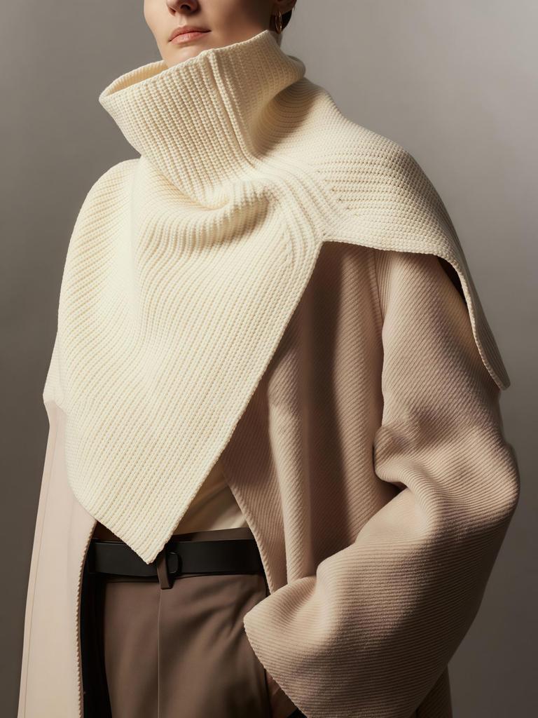 Versatile Wool Turtleneck Shawl Scarf