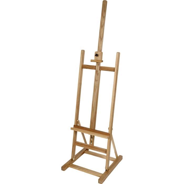 Robuste, chevalet d'atelier pliable en bois d'orme - Hauteur maximale toile: 127 cm, poids 9 kg. Réf 22179