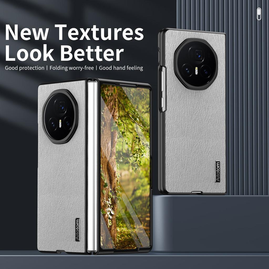 For Honor Magic V5 5G Case Wood Texture PU Leather Coated PC TPU Phone Cover