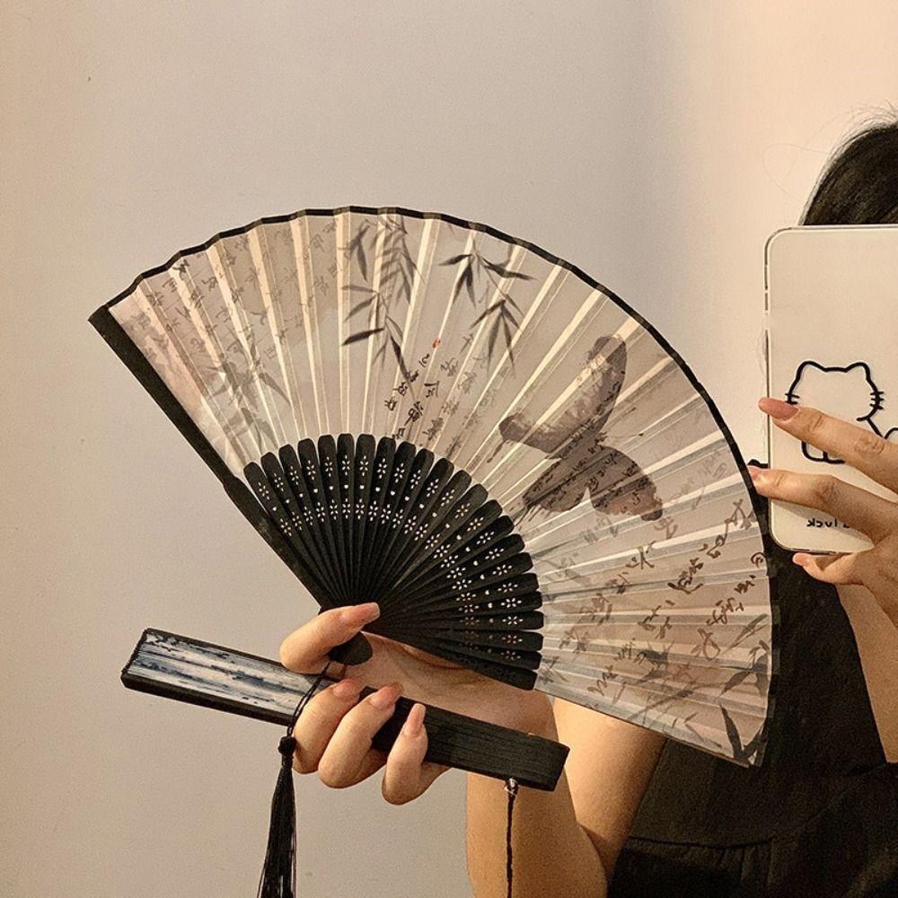 Butterfly Silk Folding Fan Bamboo Frame Decorative Hand Fan Retro Handheld  Fan  Home Decoration