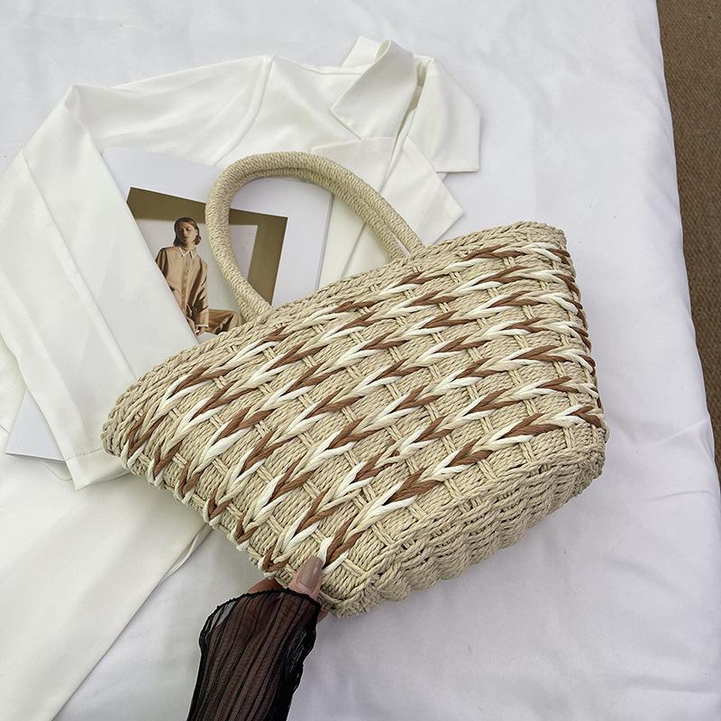 Summer popular portable large-capacity straw bag casual vacation style vegetable basket bag versatile woven armpit bag