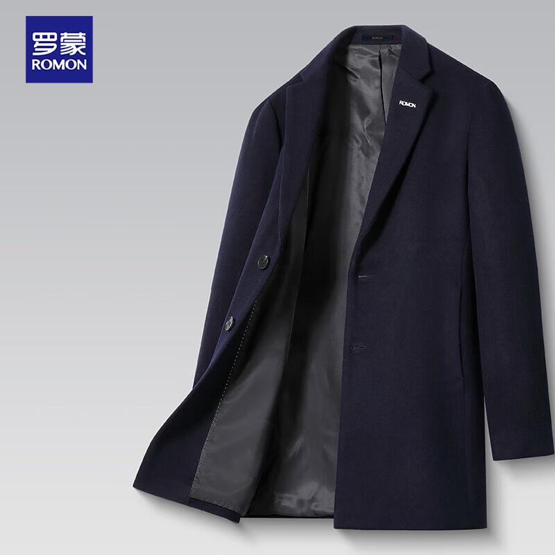 ROMON E Men's Wool Blend Mid-Length Overcoat