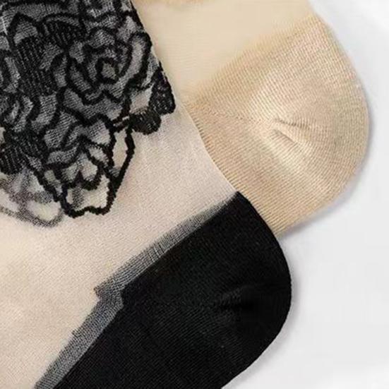 5 Pairs Lace Ankle Socks for Women Summer Sheer Mesh Socks Transparent Thin Floral Lace Ruffle Socks