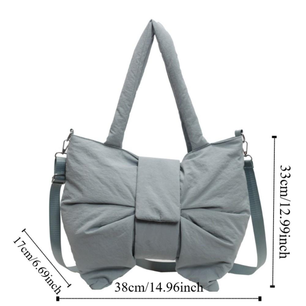 Large Capacity Ruched Bowknot Shoulder Bag Cotton Padded Crossbody Bags  Students