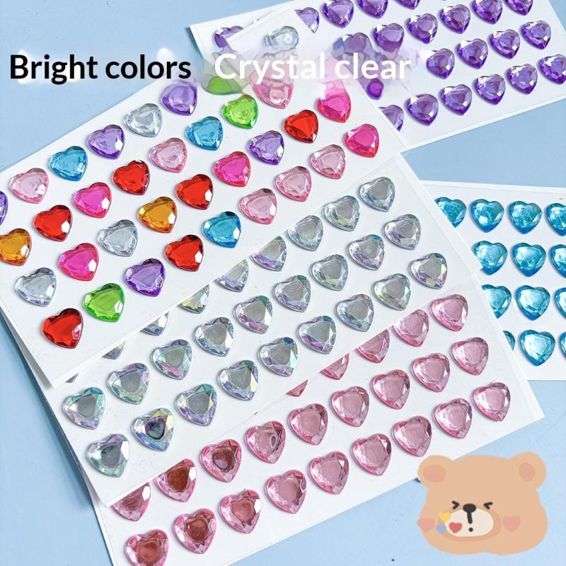3D Heart Diamond Sticker Crystal Diy Handmade Material Desktop Decoration Phone Case Camera Kawaii Stickers Cup Laptop Decor