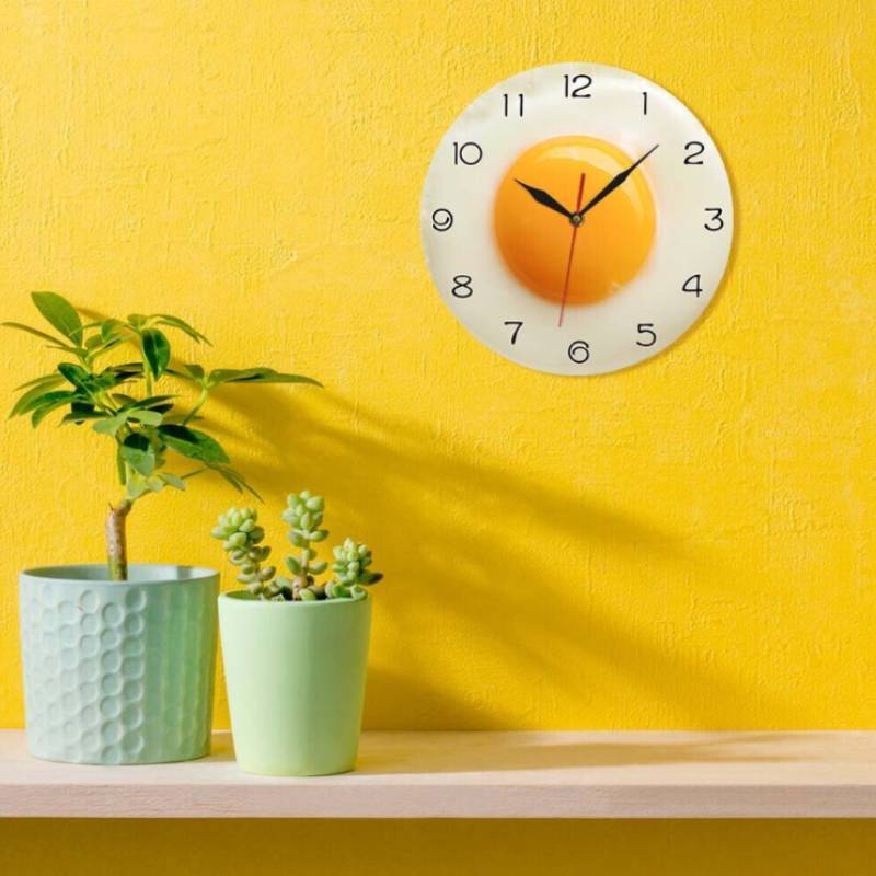 Clock Fried Egg Digital Pointer Silent Restaurant Acrylic Living Decor Room