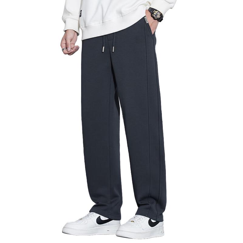 DUDUOSIBAO Men's Fleece-Lined Straight-Leg Casual Pants