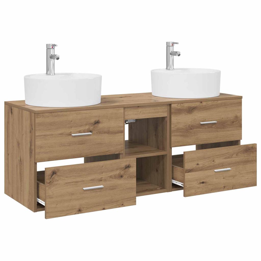 Bathroom Cabinet Set 3 pcs Artisan Oak 129 x 44.5 x 82 cm