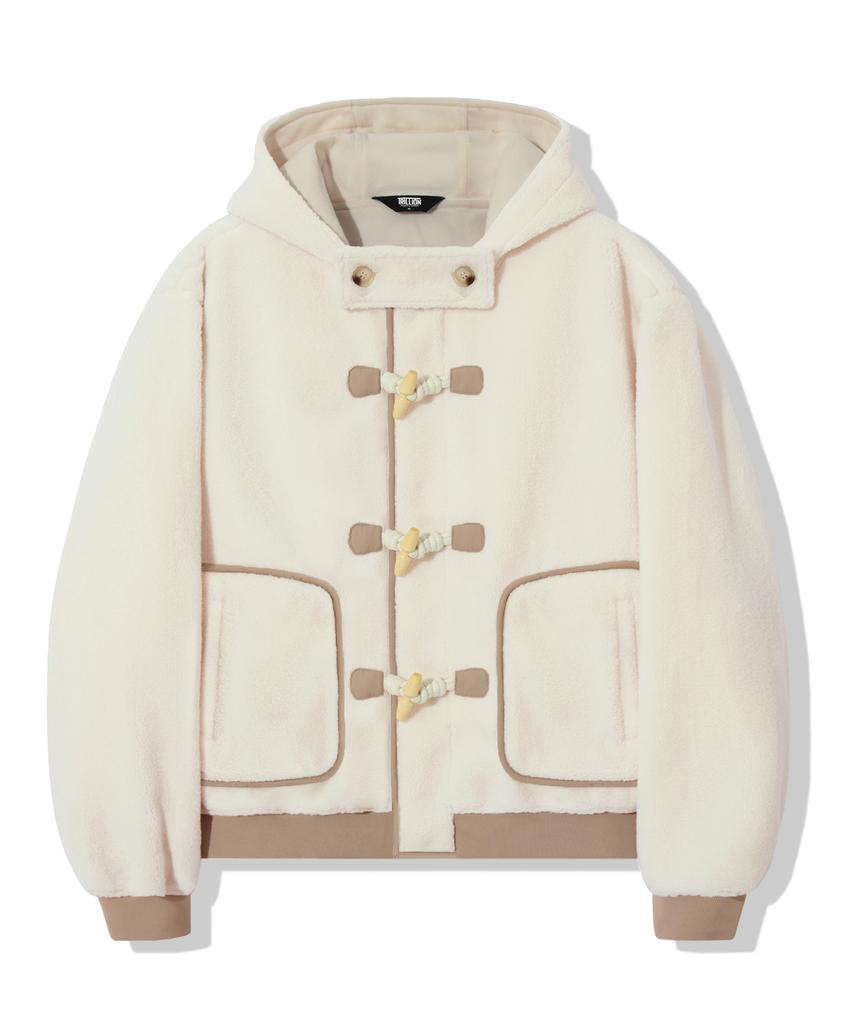 Trillion Unisex Fleece Duffle Hooded Coat Jacket [Ivory]