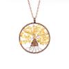 Ancient Red Copper Winding Natural Stone Crystal Tree Of Life Necklace Colorful Stone Necklace Jewelry N105