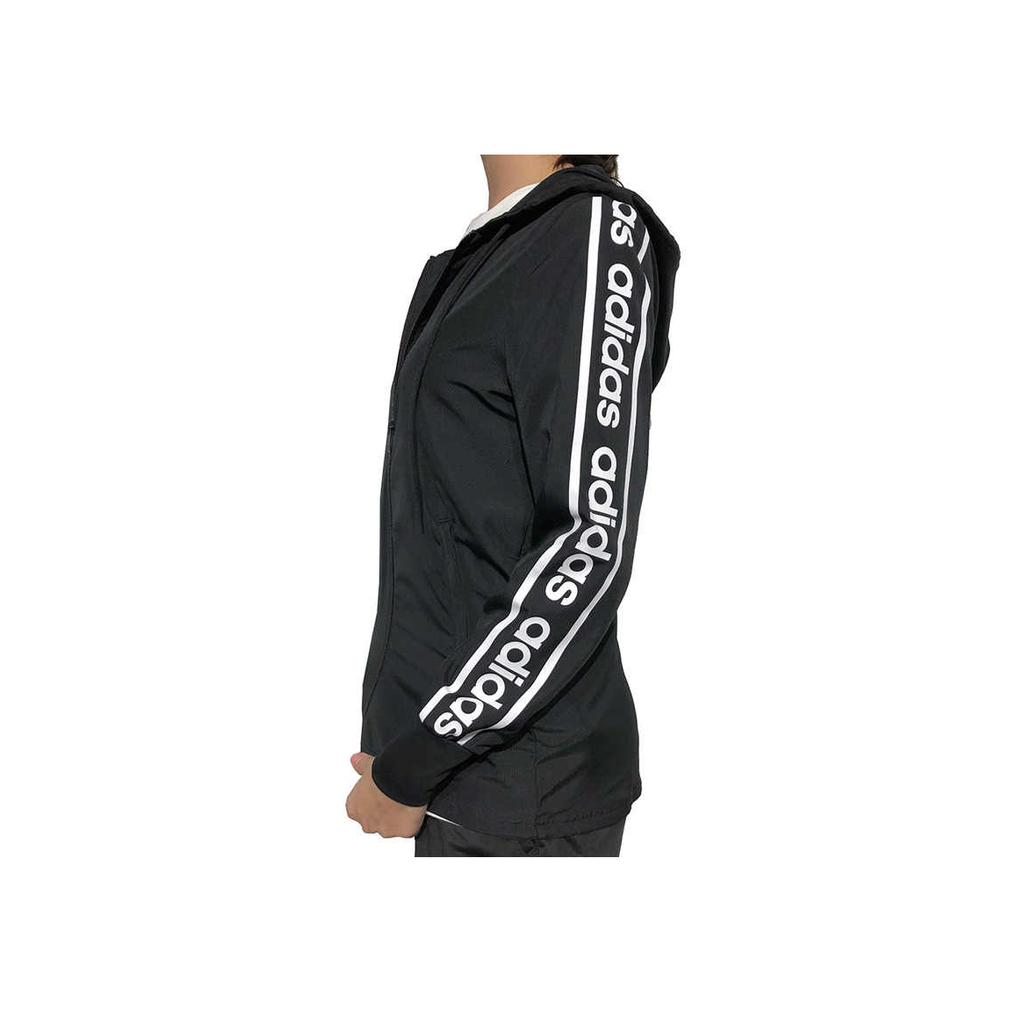 Adidas Classic Color Block Striped Hooded Zip Jacket Women Jacket Black EH6485