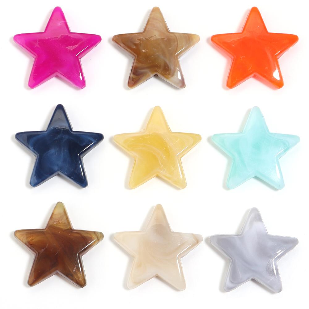 50pcs/lot 21mm Dual Color Acrylic Star Beads Pentagram Loose Spacer Beads For Jewelry Making DIY Bracelet Necklace Accessories