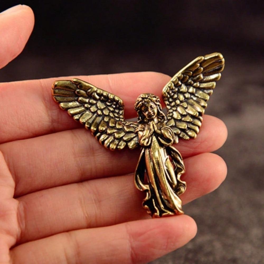 1PC Antikes Kupfer Gott der Liebe Amor Statue Kleine Ornamente Messing Engel Figuren Desktop Dekorationen Home Decor Zubehör