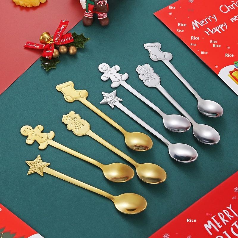 Christmas Spoon Stainless Steel Christmas Tree Tea Spoon For Home, Xmas Coffee Spoon Dinner Forks Dessert Spoon Stirring Spoon