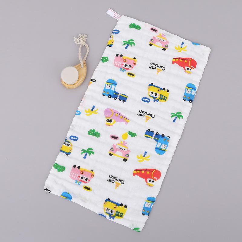 6 Layer Pure Cotton Baby Gauze Square Towel High Density Printed Children Face Washing Saliva Towel Soft Absorbent