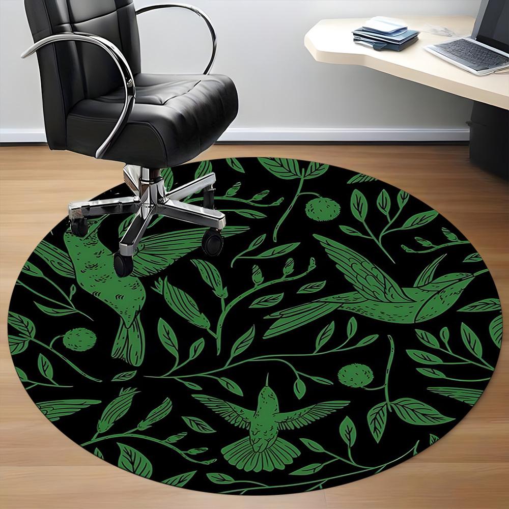 1PC Hummingbirds Botanical Pattern Office Round Area Rug, Mat Suitable For Office, Under Office Chairs Bedroom Living Room Home Decor, Room Deco