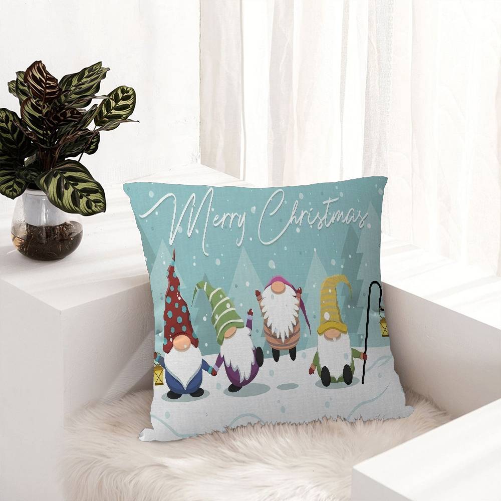 Christmas Gnome Cartoon Personalized Picture Text Home Decorative Pillows Household Gifts 45x45cm