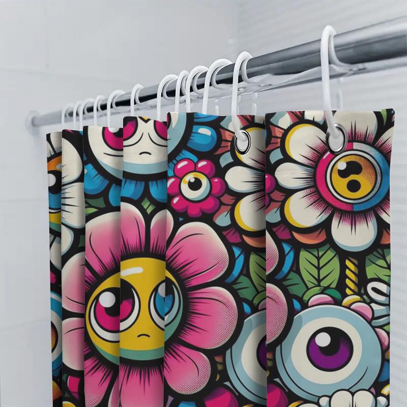 Floral Shower Curtain With Vibrant Eyes: Perfect For Brightening Up Your Bathroom Decor