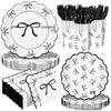 Black Bow Tie Party Set: Disposable Plates, Napkins, Tablecloth & Decorations