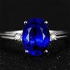 BELLA BOX Ovaler blauer Saphir-Stein für Damen, Verlobungsring, Silber, Damen-Party-Edelstein-Schmuck