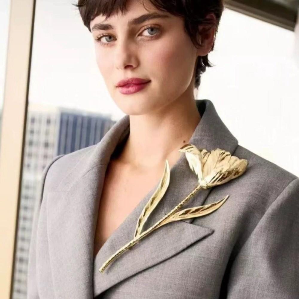 Large Vintage Brooch Leaf Shape Corsage Pin Exaggerated Fashion Show Jewelry  Party Wear