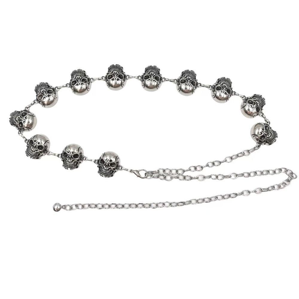 Punk Body Chain Silver Waistband Elegant Skull Waist Chain  Ladies