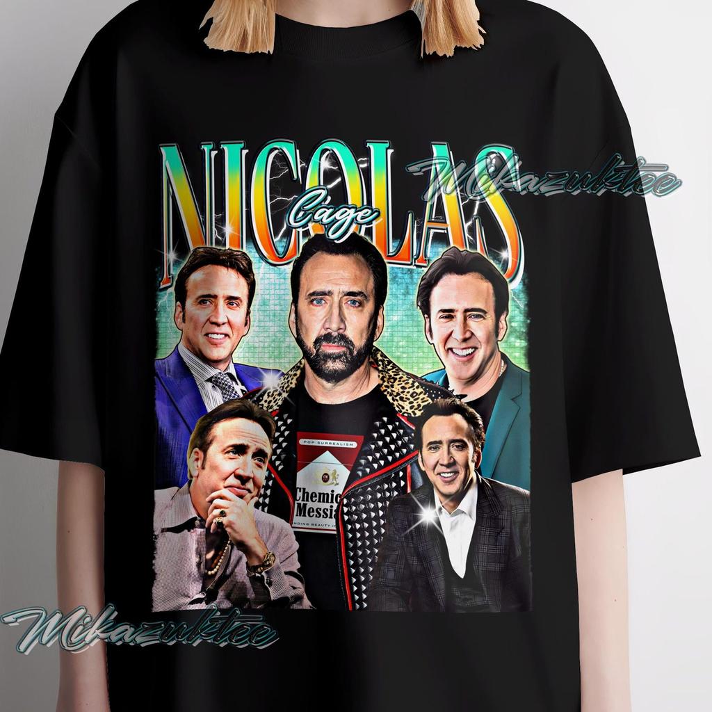 T-shirt Grafica Nicolas Cage Stile Vintage, Camicia Unisex in Morbido Cotone