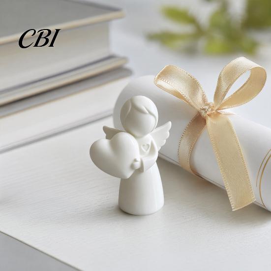 PLA Angel Decoration Mini Love Heart Figurine, 3D Printed White Statue, Modern Decor for Mother's Day, Valentine's Christmas Gift Statue