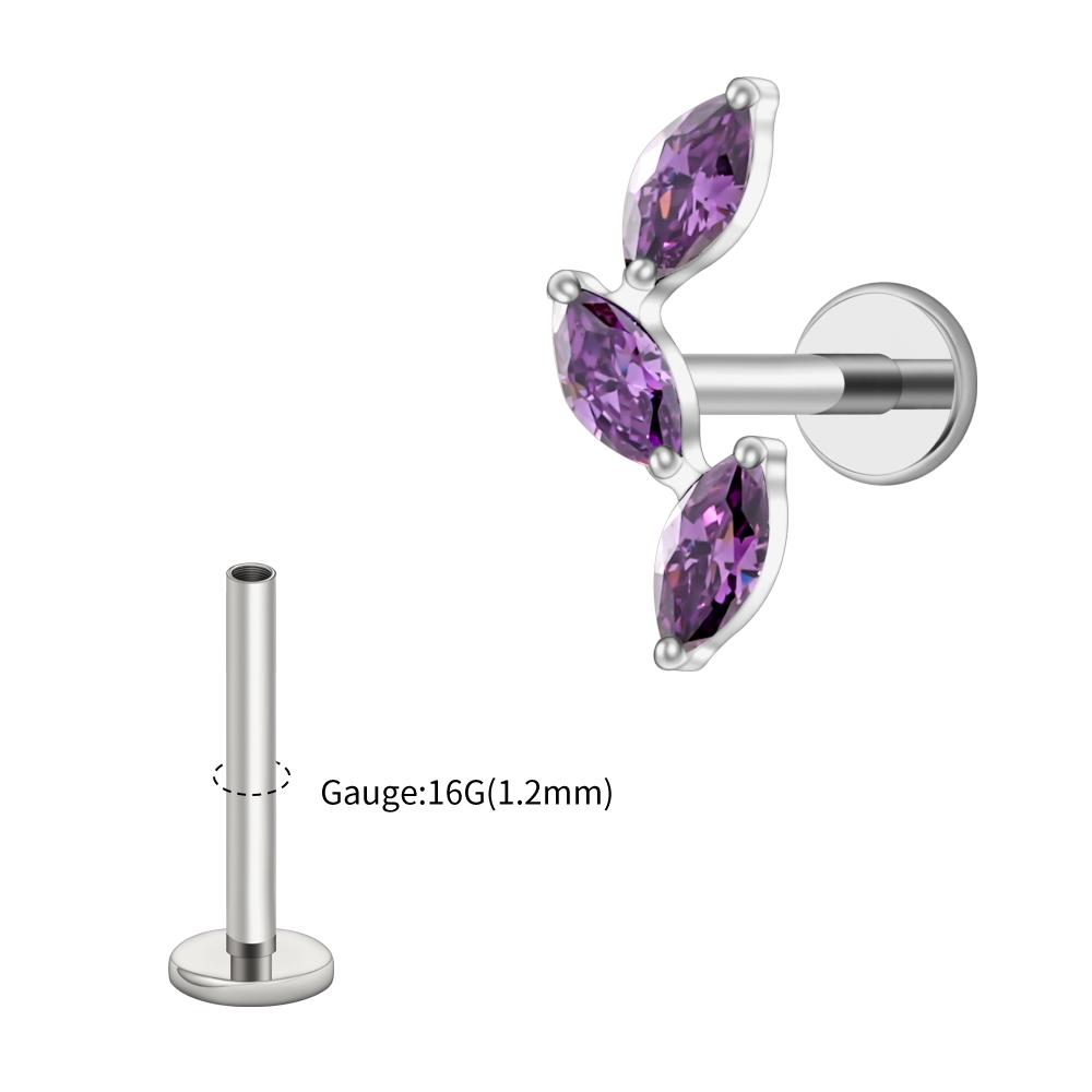 Rechter Grand ASTM F136 Titan Dreifach Marquise Labret Stud 16G CZ Cluster Climber Knorpelohrring Tragus Helix Ohrpiercing
