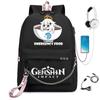 Harajuku Youthful School Bag Unisex Genshin Impact Travel Bags Usb Rechargeable Oxford Waterproof Notebook Shoulder Backpacks